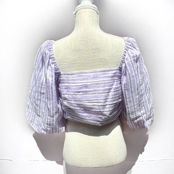 🌻NEW w/tags Sandro Blonvilla Puff Sleeve Crop Top | FR Size 4 / US Size 10 - Picture 9 of 14